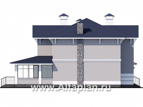«Семь ветров» - проект двухэтажного дома, лестница в центре, с террасой, в стиле эклектика - превью фасада дома