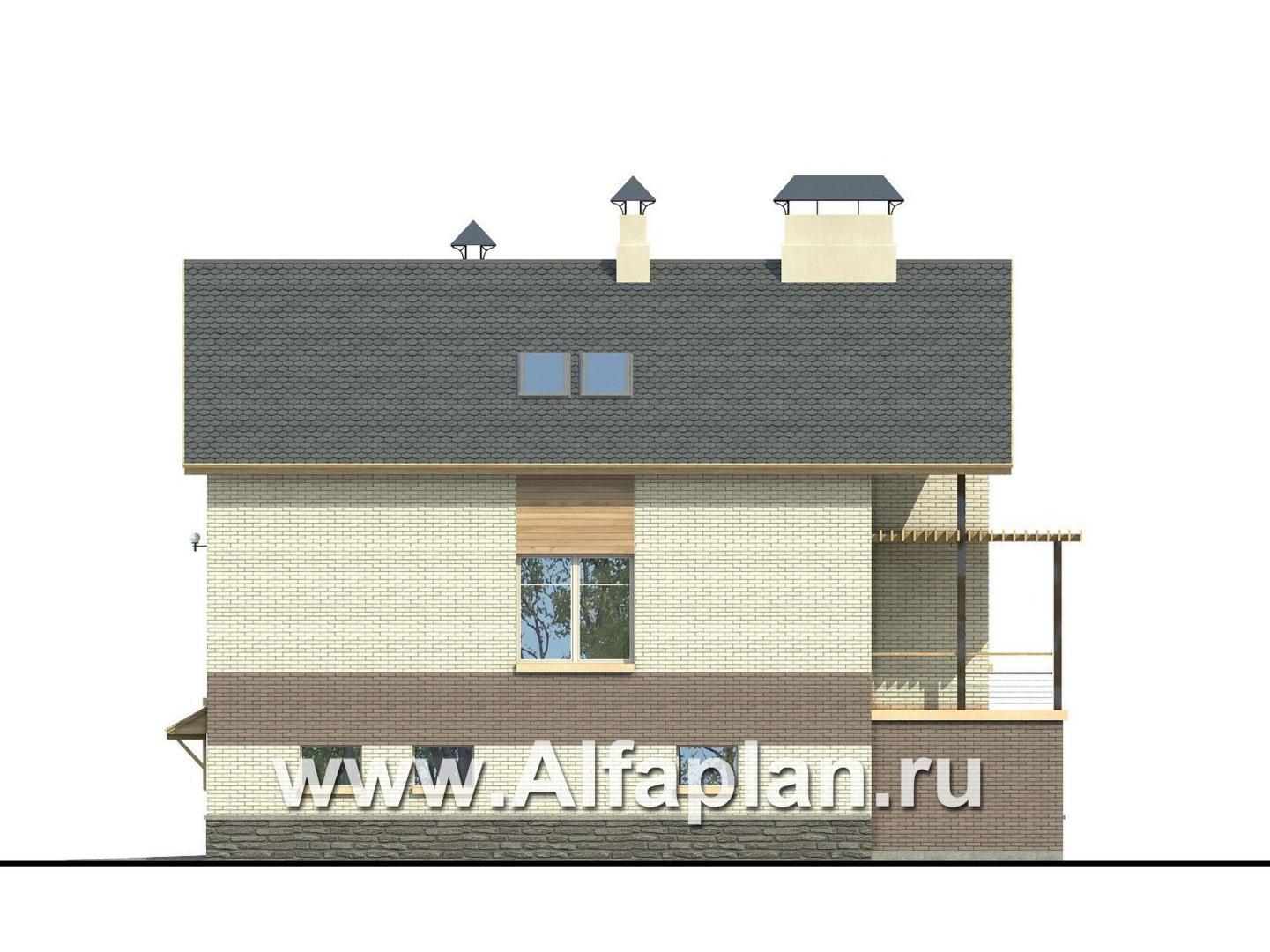 Проекты домов Альфаплан - «Эврика!» - удобный дом из блоков или кирпичей для маленького участка - изображение фасада №4