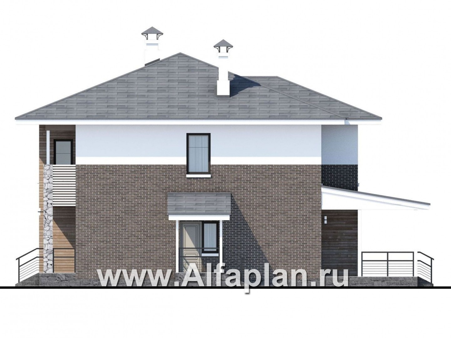 Проекты домов Альфаплан - «Сектор счастья» - стильный и компактный дом для большой семьи - изображение фасада №2