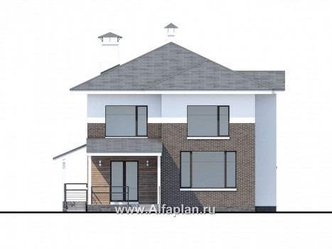 Проекты домов Альфаплан - «Сектор счастья» - стильный и компактный дом для большой семьи - превью фасада №4