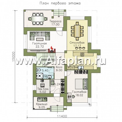 Проекты домов Альфаплан - «Эридан» - современный стильный дом с террасой - превью плана проекта №1