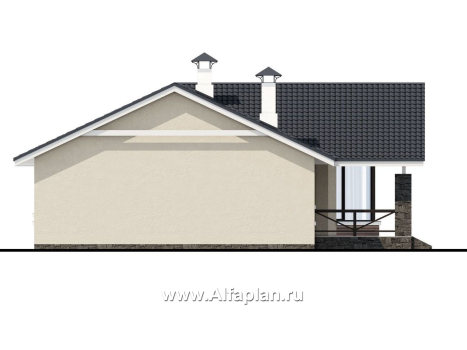 Проекты домов Альфаплан - «Яркий мир» - одноэтажный дом с высокой гостиной и просторной террасой - превью фасада №3