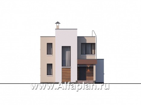 Проекты домов Альфаплан - «Рациональ» - компактный коттедж с плоской кровлей - превью фасада №1