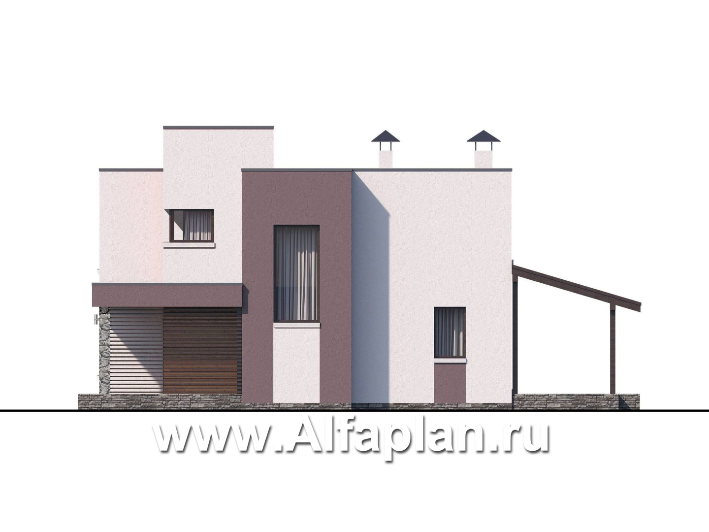 Проекты домов Альфаплан - «Арс» - дом с плоской кровлей для узкого участка - изображение фасада №2