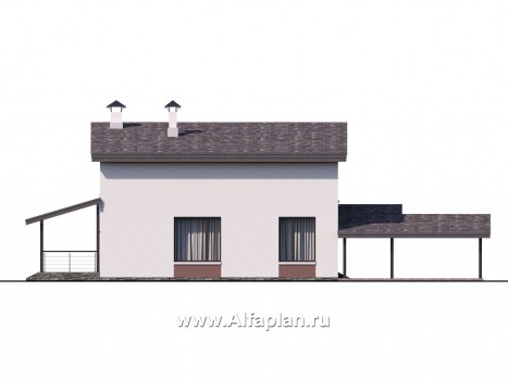 Проекты домов Альфаплан - «Арс» - дом с гаражом-навесом для узкого участка - превью фасада №4