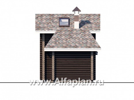 Проекты домов Альфаплан - Баня из бревен - гостевой дом с двумя спальными - превью фасада №2