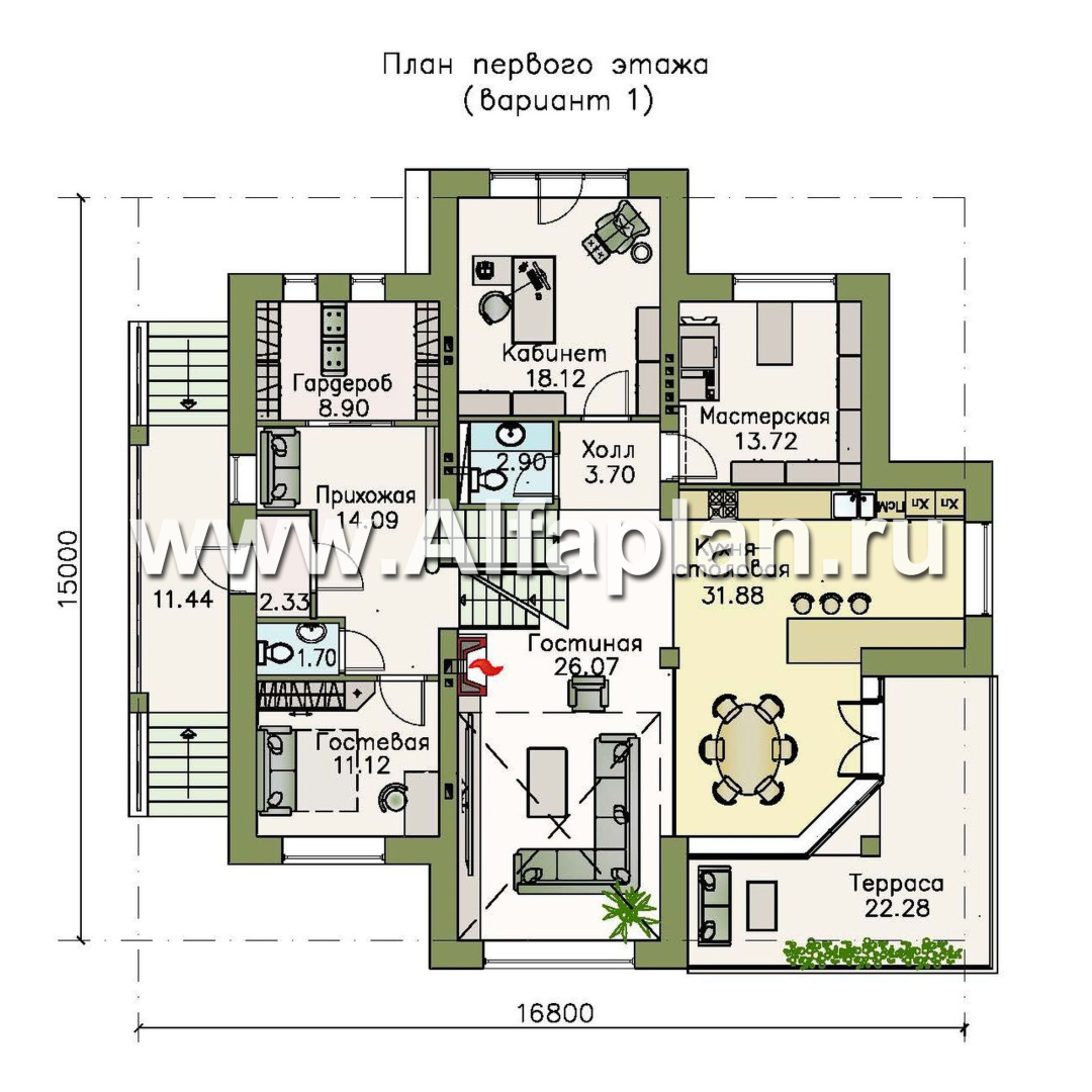 Проекты домов Альфаплан - «Три семерки» - трехэтажный загородный особняк - изображение плана проекта №2