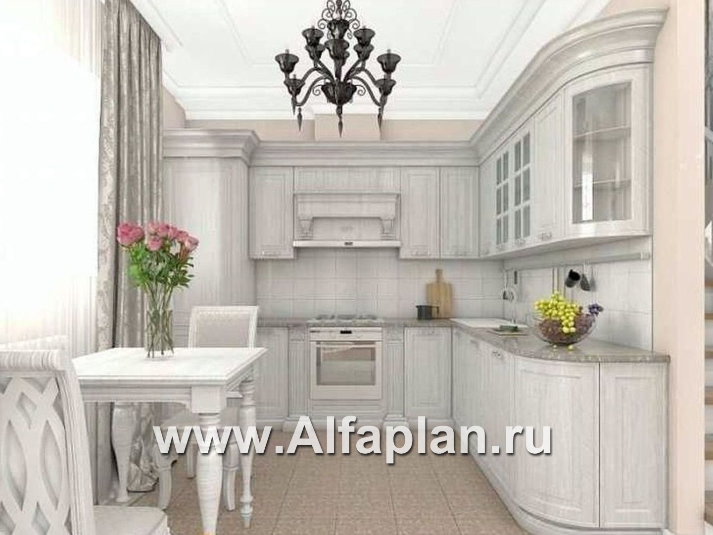 Проекты домов Альфаплан - «Ретростилиса Плюс» - удобный дом с цокольным этажом - дополнительное изображение №4