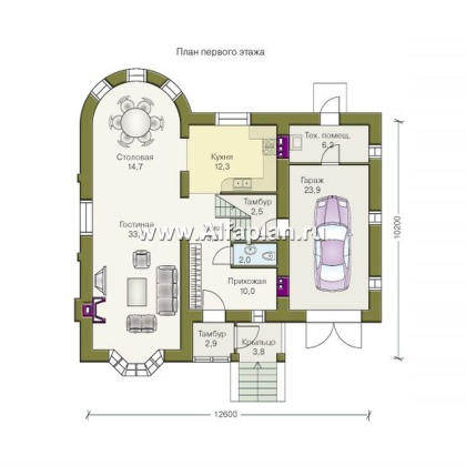 Проекты домов Альфаплан - «Ретростилиса Плюс» - удобный дом с цокольным этажом - превью плана проекта №2
