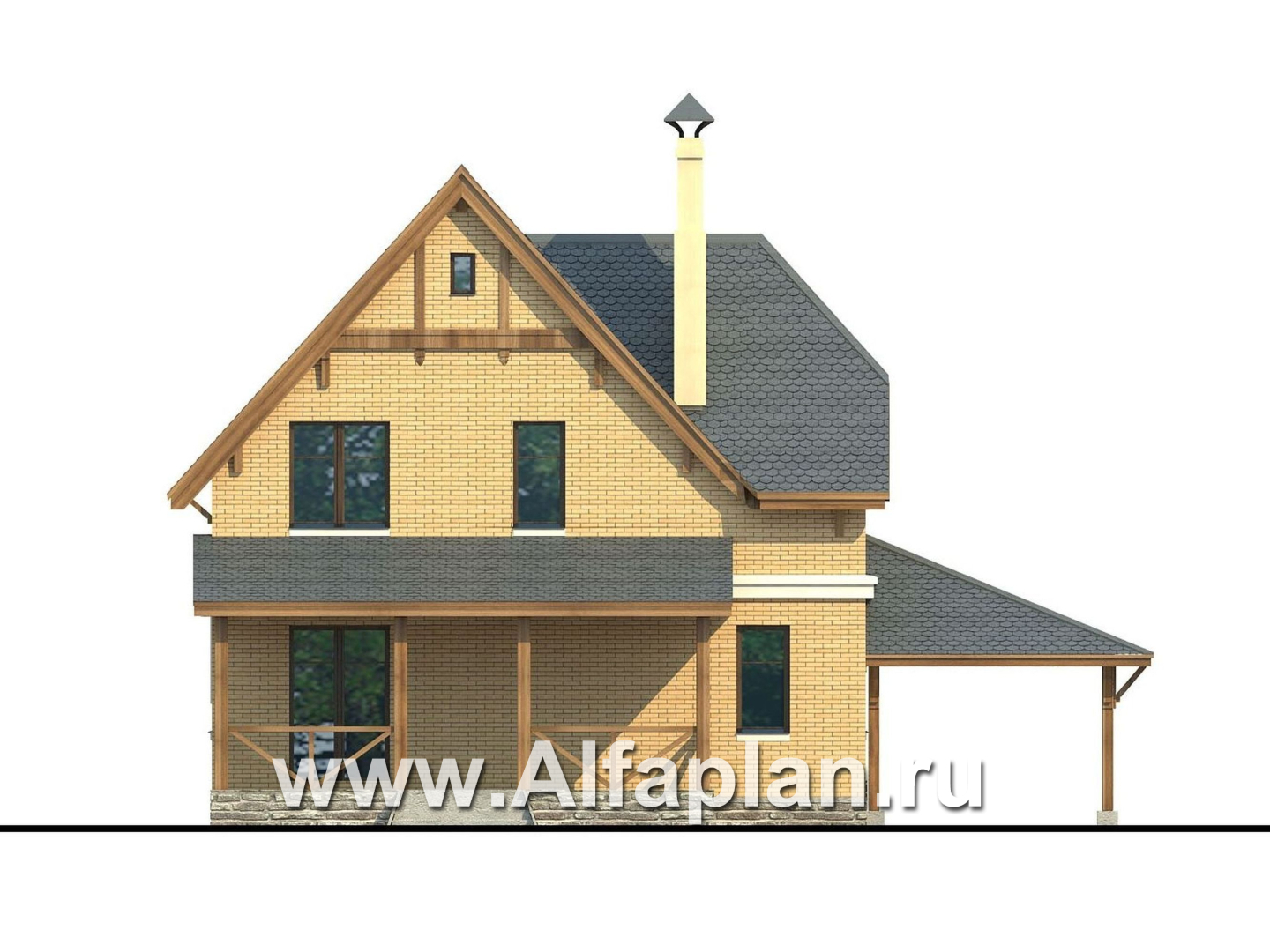 Проекты домов Альфаплан - Дом из газобетона «Шевалье» - изображение фасада №4