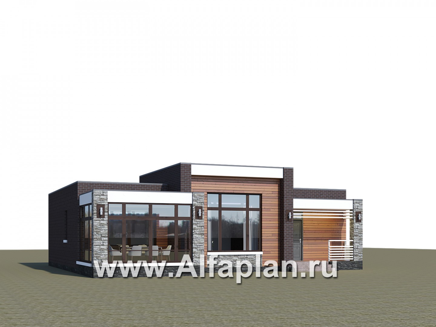Проекты домов Альфаплан - «Эрато» — одноэтажный дом с плоской кровлей - дополнительное изображение №1