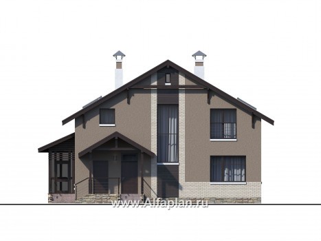 «Регата» -проект дома с двускатной крышей - превью фасада дома