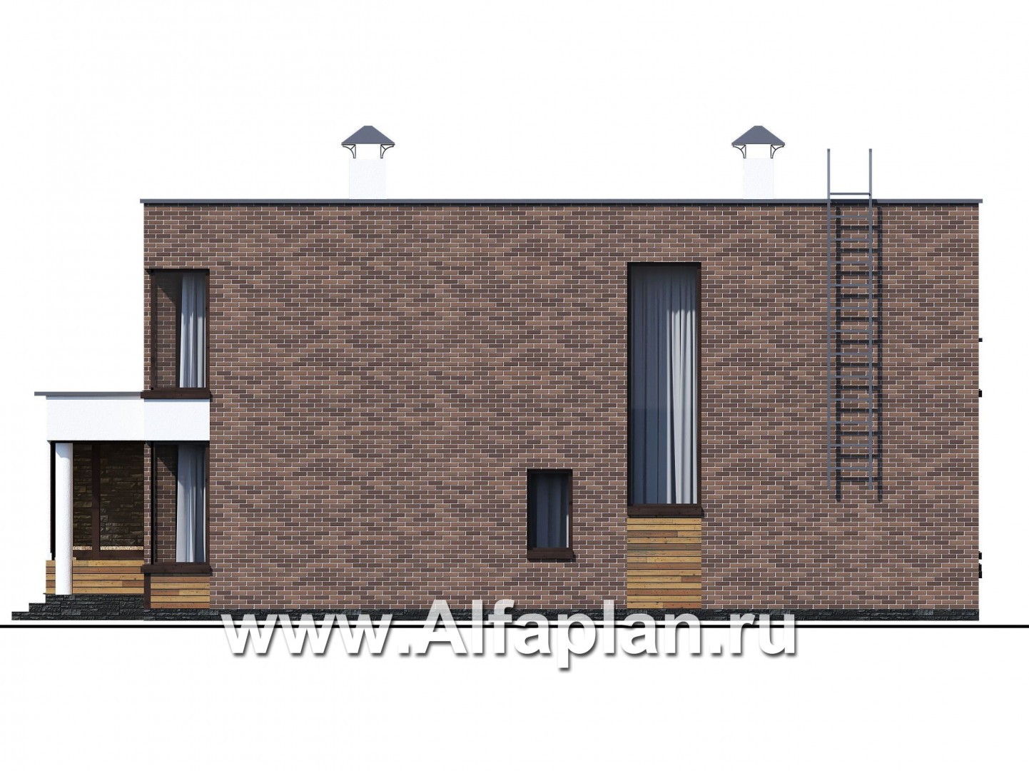 Проекты домов Альфаплан - «Спектр» - проект современного дома с двумя жилыми комнатами на 1-ом этаже и сауной - изображение фасада №2