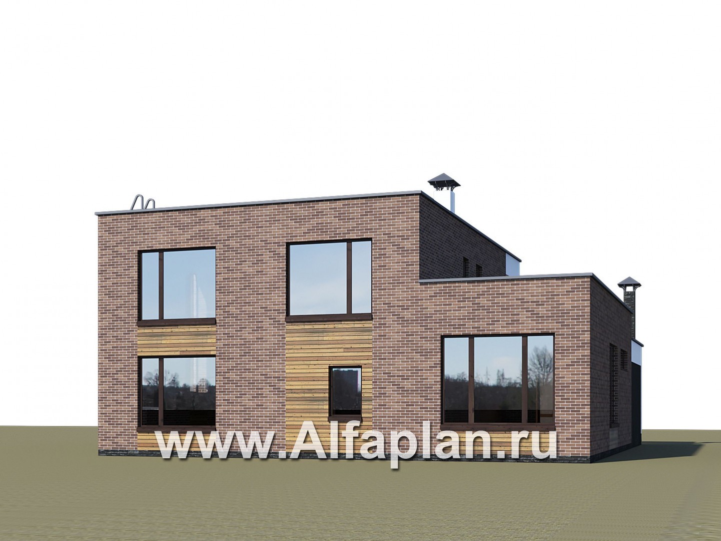 Проекты домов Альфаплан - «Спектр» - проект современного дома с двумя жилыми комнатами на 1-ом этаже и сауной - дополнительное изображение №2