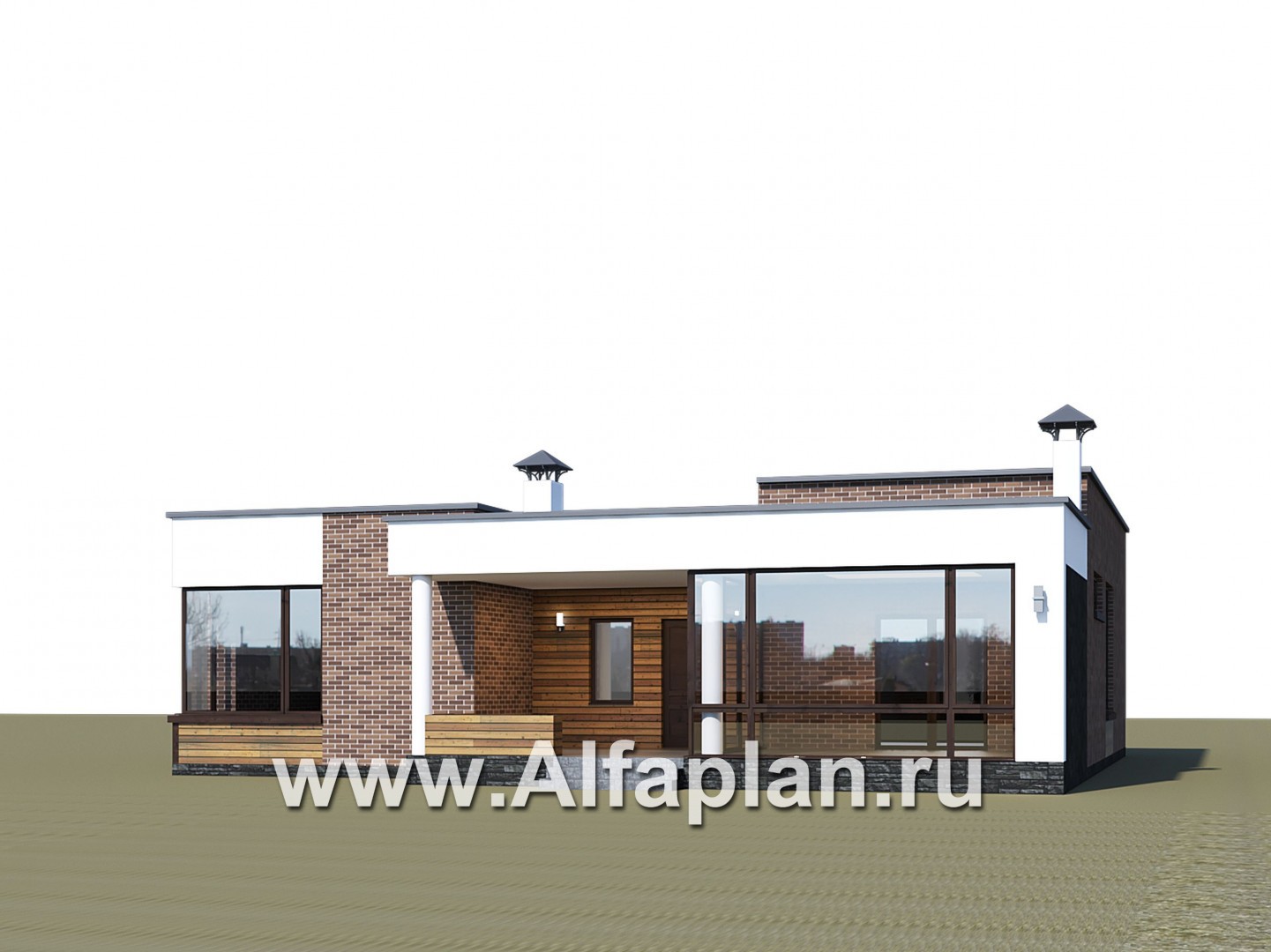 Проекты домов Альфаплан - «Фортис» - одноэтажный дом с плоской кровлей - дополнительное изображение №1