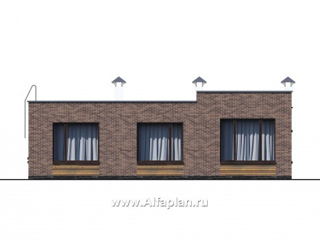 Проекты домов Альфаплан - «Фортис» - одноэтажный дом с плоской кровлей - превью фасада №4