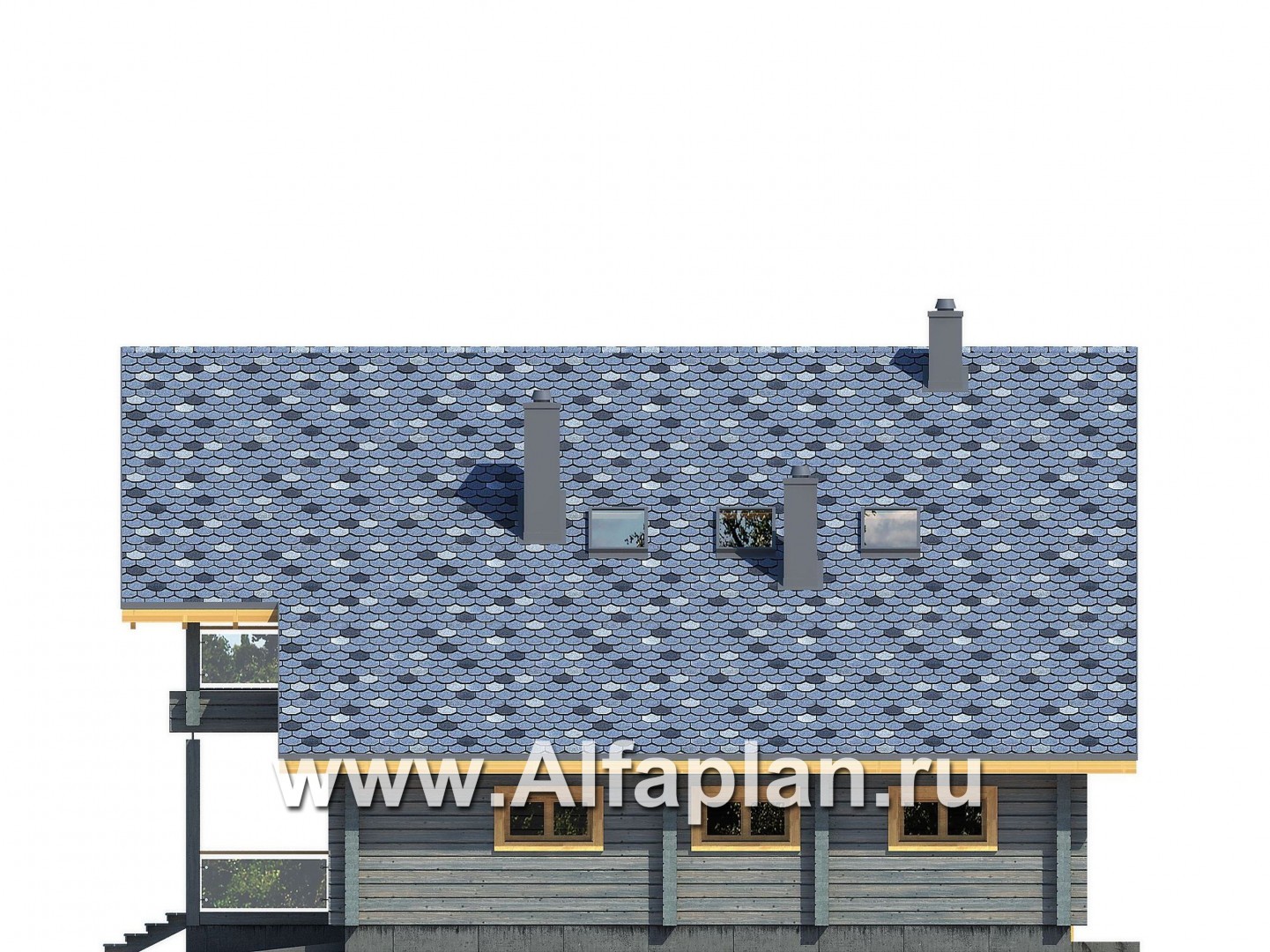 Проекты домов Альфаплан - Проект деревянного загородного дома с гаражом - изображение фасада №4