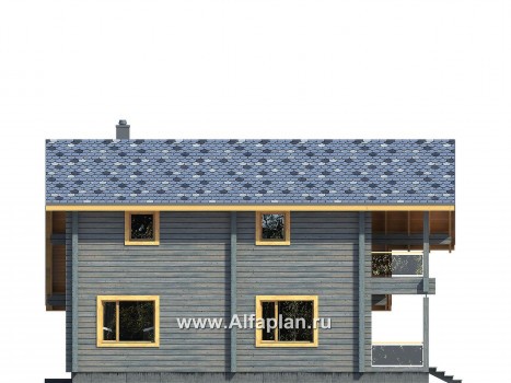 Проекты домов Альфаплан - Проект деревянного загородного дома с гаражом - превью фасада №2