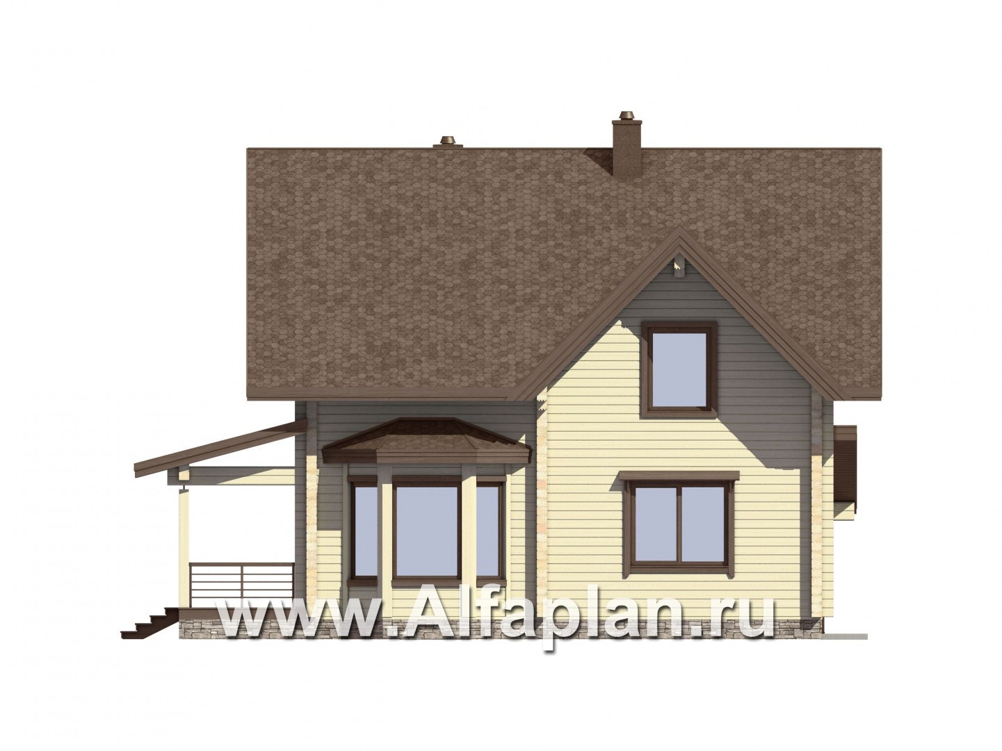 Проекты домов Альфаплан - Проект небольшого деревянного дома для загородного отдыха - изображение фасада №2