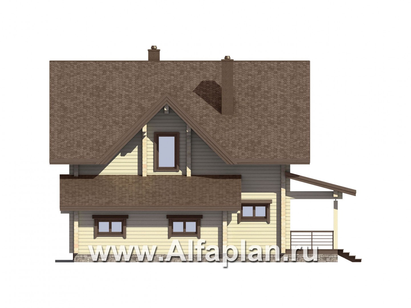 Проекты домов Альфаплан - Проект небольшого деревянного дома для загородного отдыха - изображение фасада №4