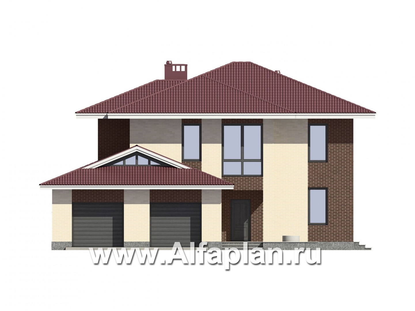 Проекты домов Альфаплан - Проект комфортабельного дома в современном стиле - изображение фасада №1