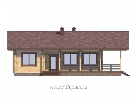 Проекты домов Альфаплан - Проект  современной дачи с большой угловой террасой - превью фасада №2