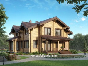 Проекты домов Альфаплан - Проект загородного дома из бруса для большой семьи - превью основного изображения