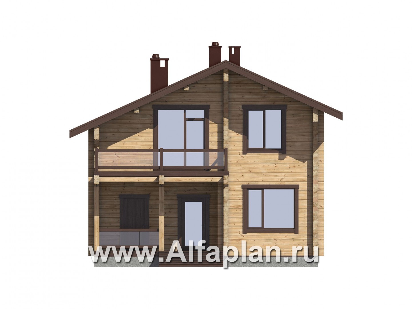 Проекты домов Альфаплан - Проект традиционного деревянного дома с удобной планировкой - изображение фасада №1