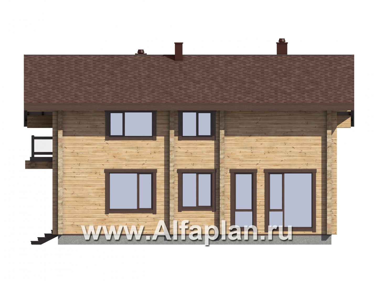 Проекты домов Альфаплан - Проект традиционного деревянного дома с удобной планировкой - изображение фасада №2