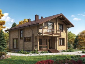 Проекты домов Альфаплан - Проект традиционного деревянного дома с удобной планировкой - превью основного изображения