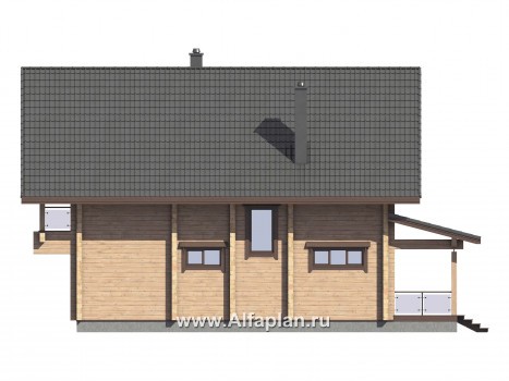 Проекты домов Альфаплан - Проект современного дома из бруса с удобной планировкой - превью фасада №3