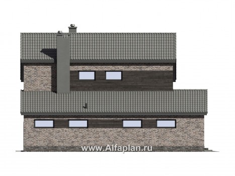 Проекты домов Альфаплан - Проект двухэтажного загородного дома с гаражом - превью фасада №4