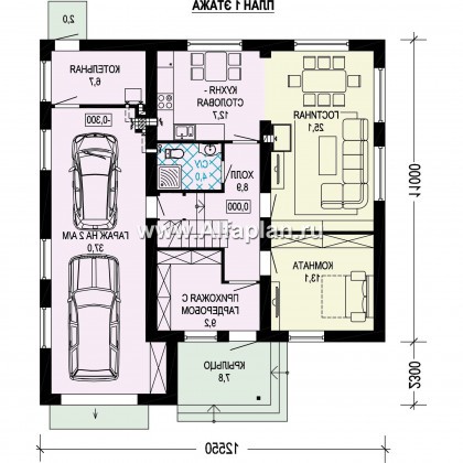 Проекты домов Альфаплан - Проект двухэтажного загородного дома с гаражом - превью плана проекта №1