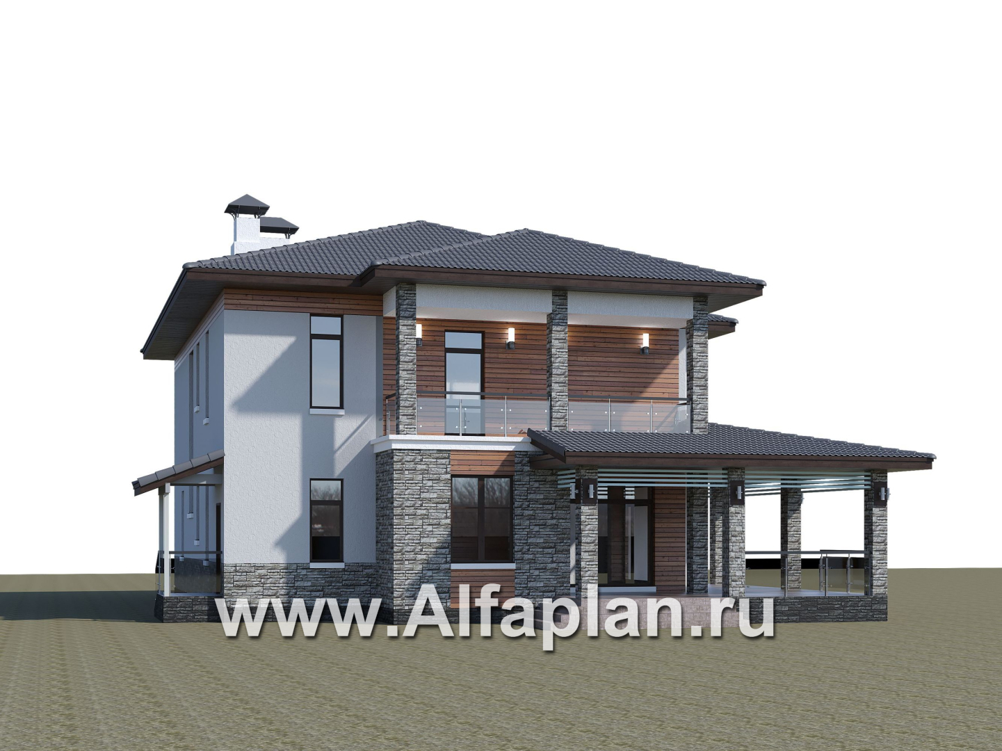 Проекты домов Альфаплан - «Отражение» - двухэтажный дом для большой семьи - дополнительное изображение №3