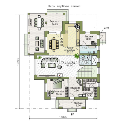 Проекты домов Альфаплан - «Отражение» - двухэтажный дом для большой семьи - превью плана проекта №1