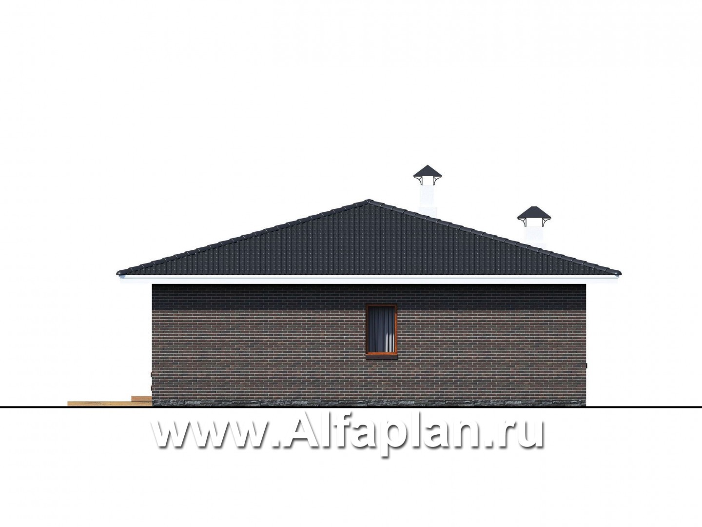 Проекты домов Альфаплан - "Гравитация" - проект одноэтажного дома с тремя спальнями - изображение фасада №2