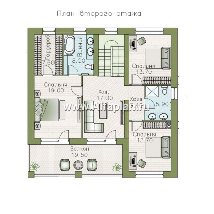 Проекты домов Альфаплан - "Римские каникулы" - проект дома в классическом стиле - превью плана проекта №3