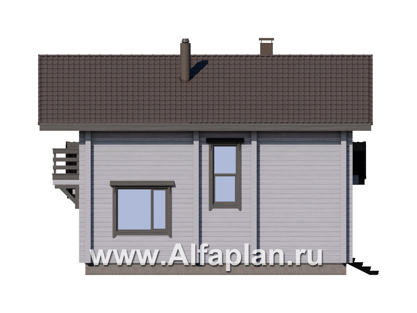 Проекты домов Альфаплан - Загородный дом из бруса с двускатной кровлей - изображение фасада №2