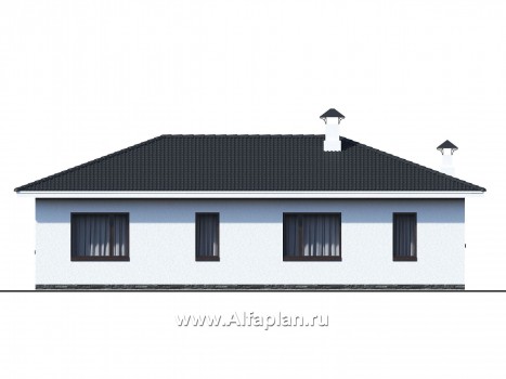 Проекты домов Альфаплан - "Гравитация" - проект одноэтажного дома с тремя спальнями - превью фасада №3