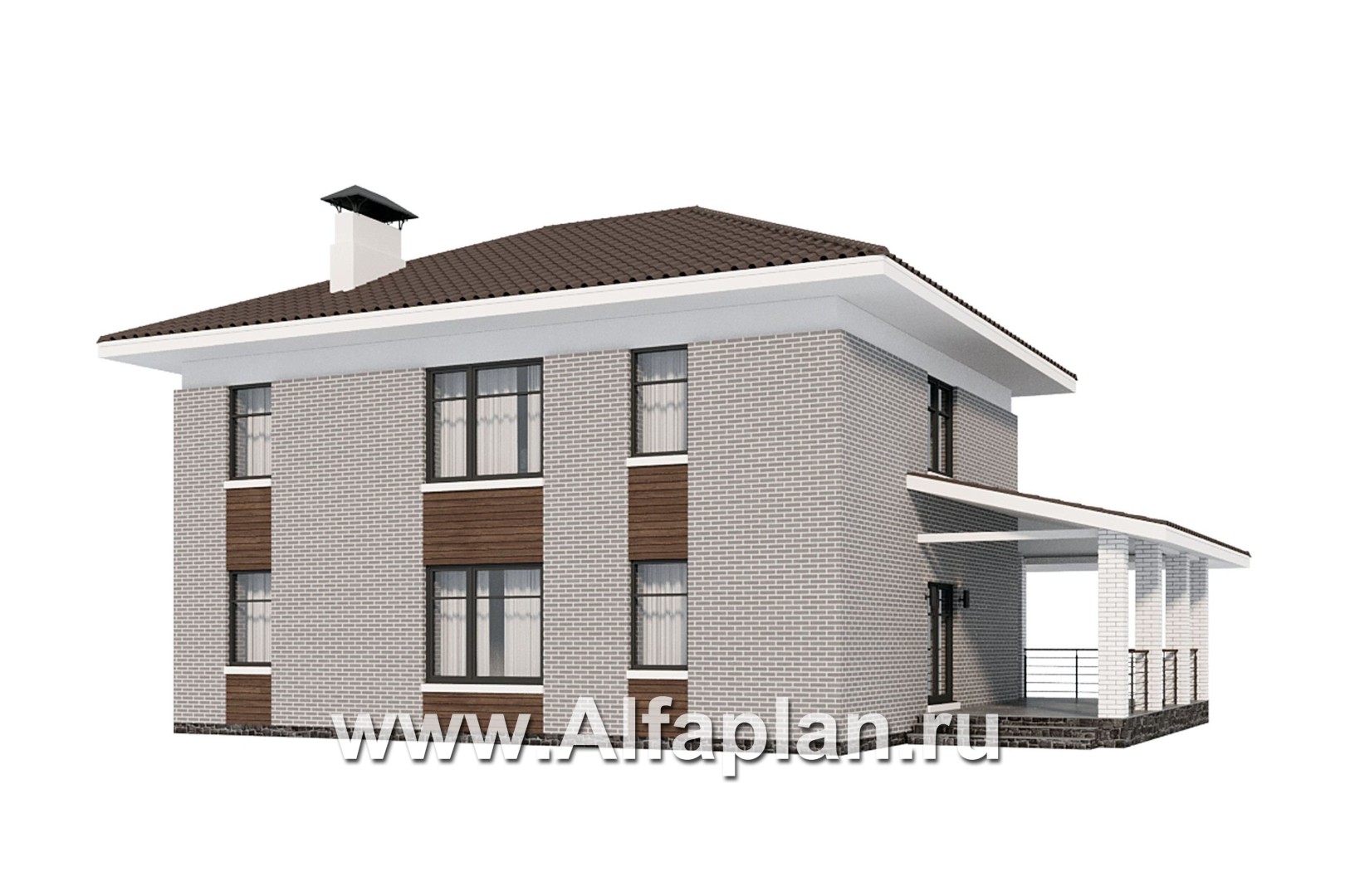 Проекты домов Альфаплан - "Вермеер" - проект двухэтажного дома с лестницей в гостиной - дополнительное изображение №2
