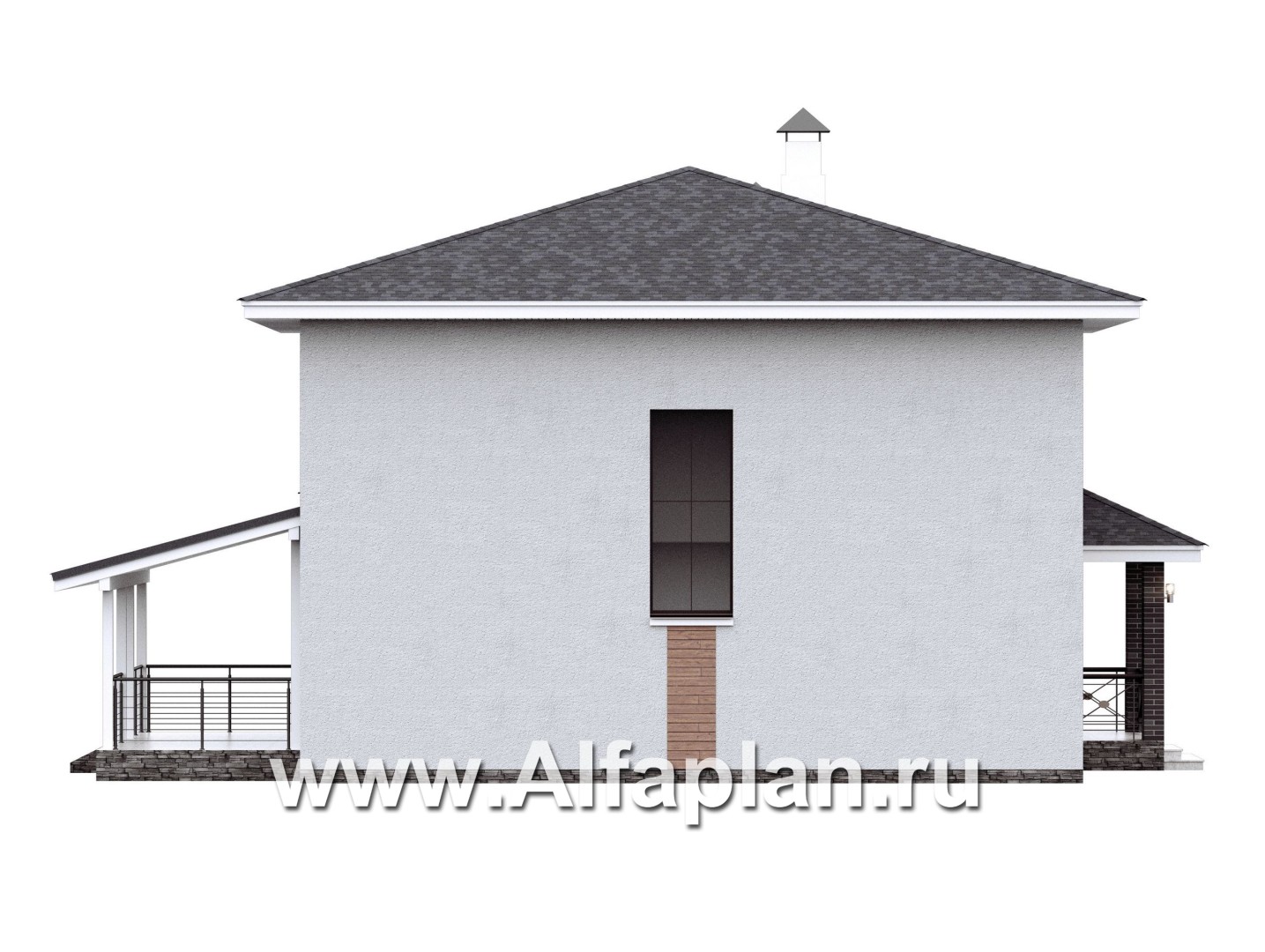 Проекты домов Альфаплан - "Антропный принцип" - проект экономичного комфортного дома из газобетона - изображение фасада №3