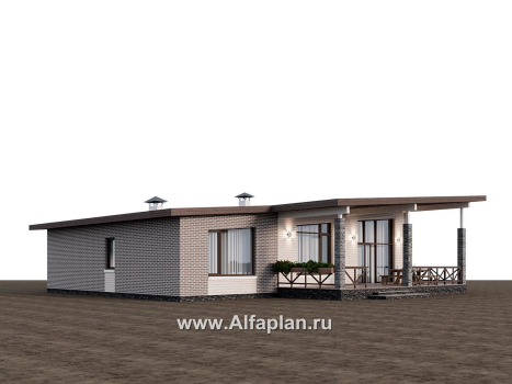Проекты домов Альфаплан - "Стрелец" -проект газобетонного одноэтажного дома с односкатной крышей - превью дополнительного изображения №7