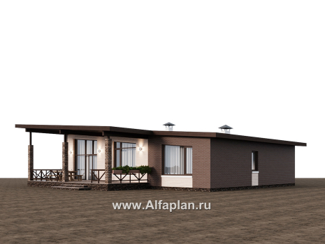 Проекты домов Альфаплан - "Стрелец" -проект газобетонного одноэтажного дома с односкатной крышей - превью дополнительного изображения №3