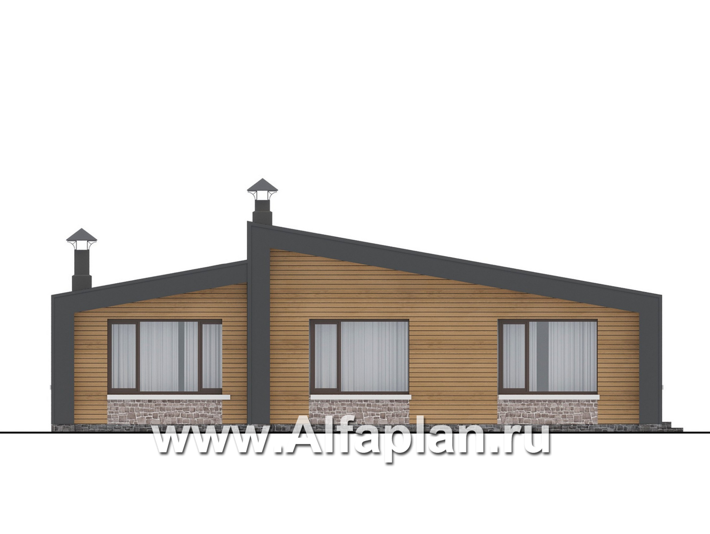 Проекты домов Альфаплан - "Аметист" - экономичный одноэтажный дом в стиле барнхаус - изображение фасада №4