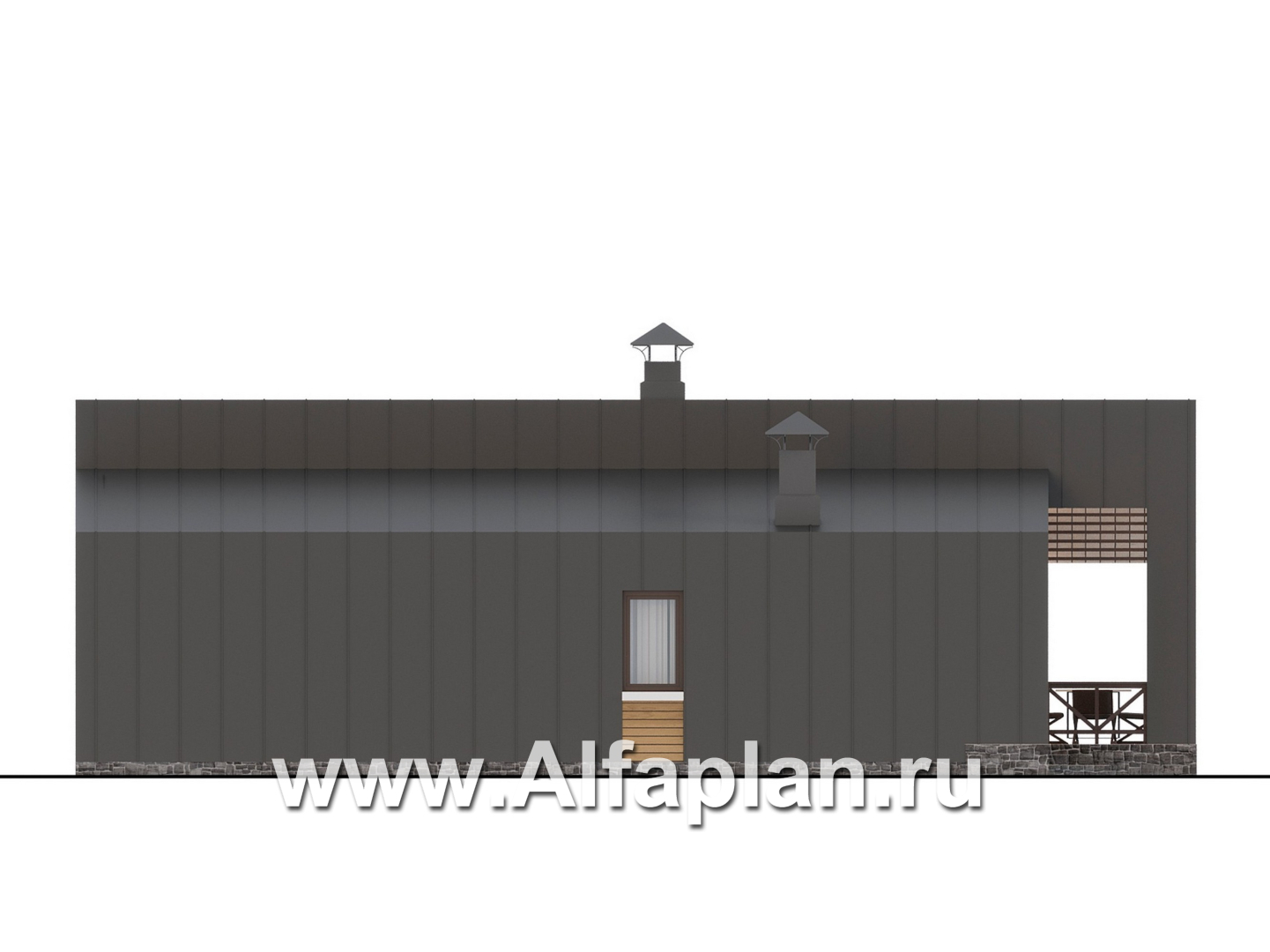 Проекты домов Альфаплан - "Аметист" - экономичный одноэтажный дом в стиле барнхаус - изображение фасада №3