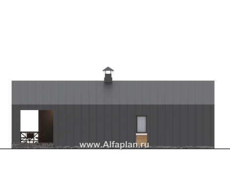 Проекты домов Альфаплан - "Аметист" - экономичный одноэтажный дом в стиле барнхаус - превью фасада №2