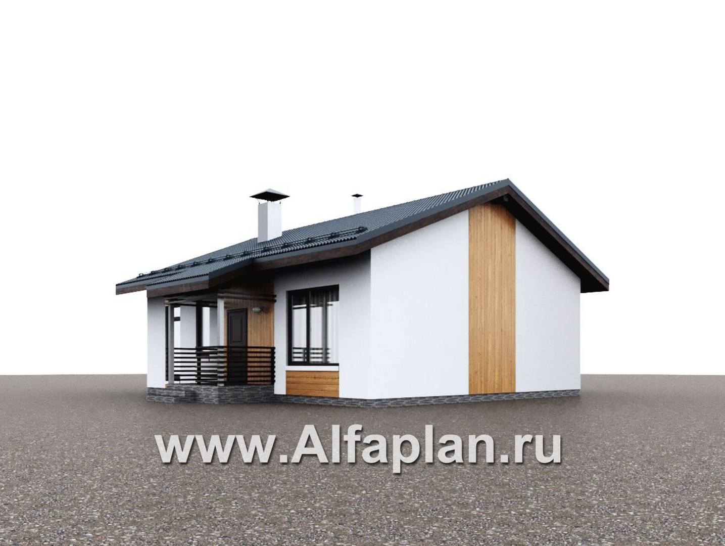 Проекты домов Альфаплан - "Литен" - проект простого одноэтажного дома с комфортной планировкой - дополнительное изображение №1