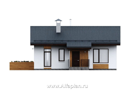 Проекты домов Альфаплан - "Литен" - проект простого одноэтажного дома с комфортной планировкой - превью фасада №1