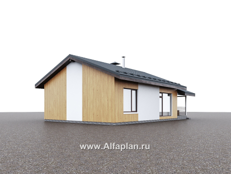 Проекты домов Альфаплан - "Литен" - проект маленького одноэтажного дома с комфортной планировкой, с террасой - превью дополнительного изображения №6