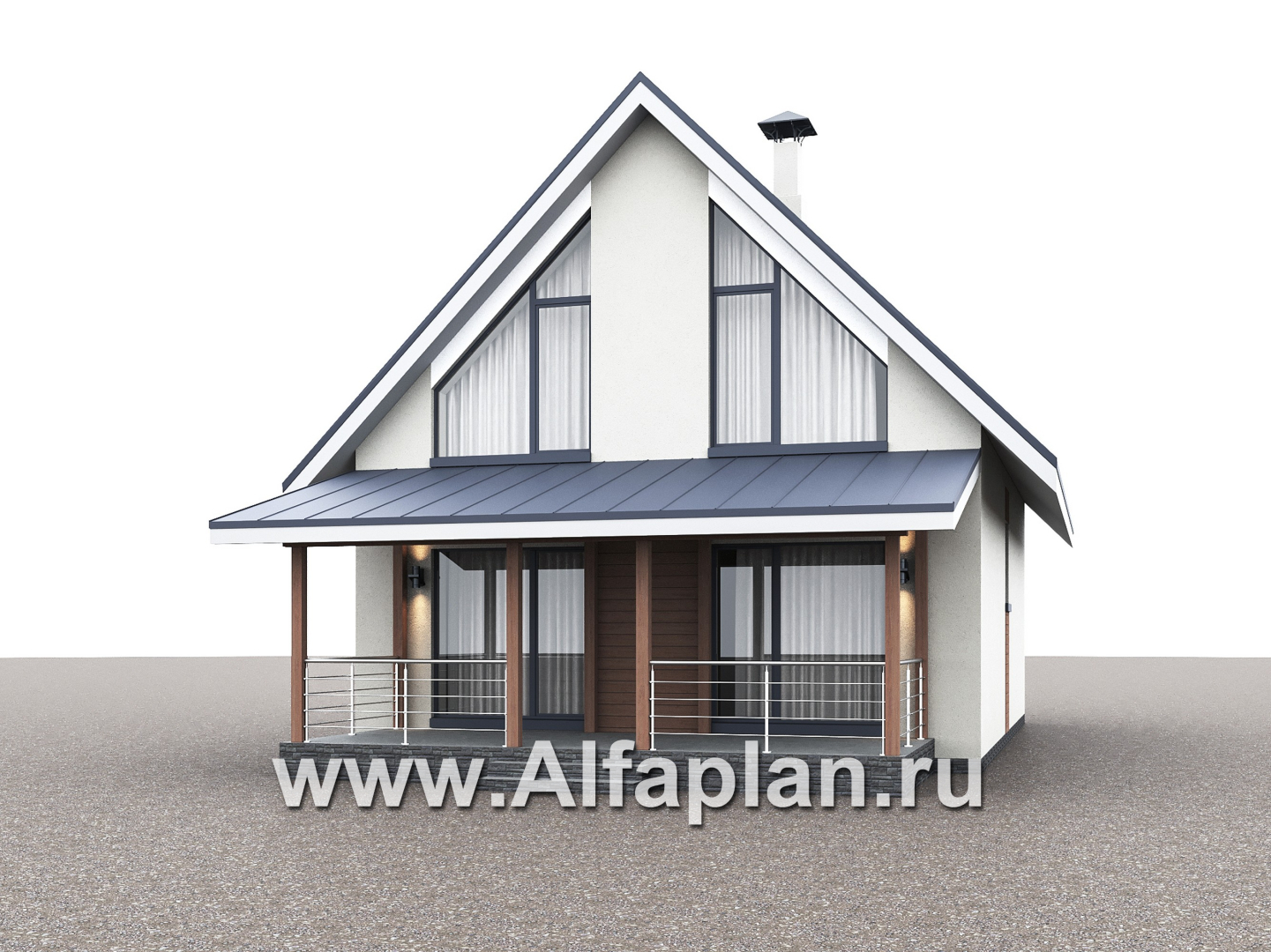 Проекты домов Альфаплан - "Генезис" - проект дома, с мансардой, с террасой в современном стиле - дополнительное изображение №3
